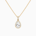 Pear Halo Lab Diamond Pavé Bail Pendant in 14K Rose Gold - Lucenjuri