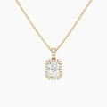 Radiant Halo Lab Diamond Pavé Bail Pendant in 14K Rose Gold - Lucenjuri