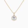 Round Halo Lab Diamond Pavé Bail Pendant in 14K Rose Gold - Lucenjuri