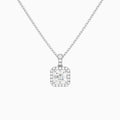 Asscher Halo Lab Diamond Pavé Bail Pendant in 14K White Gold - Lucenjuri
