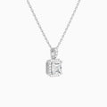 Asscher Halo Lab Diamond Pavé Bail Pendant in 14K White Gold - Front Angle View