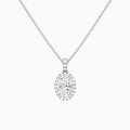 Oval Halo Lab Diamond Pavé Bail Pendant in 14K White Gold - Lucenjuri