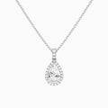Pear Halo Lab Diamond Pavé Bail Pendant in 14K White Gold - Lucenjuri