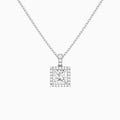 Princess Halo Lab Diamond Pavé Bail Pendant | 14K White Gold - Lucenjuri