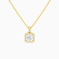 Asscher Halo Lab Diamond Pavé Bail Pendant | 14K Yellow Gold - Lucenjuri