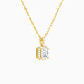 Asscher Halo Lab Diamond Pavé Bail Pendant | 14K Yellow Gold - Front Angle View