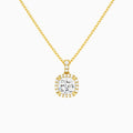 Cushion Halo Lab Diamond Pavé Bail Pendant | 14K Yellow Gold - Lucenjuri