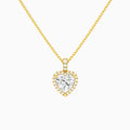 Heart Halo Lab Diamond Pavé Bail Pendant in 14K Yellow Gold - Lucenjuri
