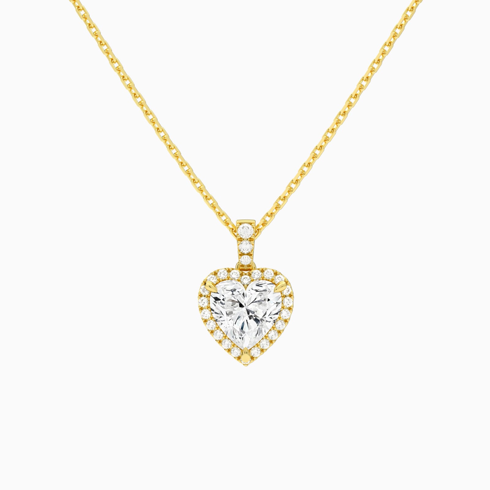 Heart Halo Lab Diamond Pavé Bail Pendant in 18K Yellow Gold - Lucenjuri