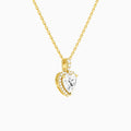 Heart Halo Lab Diamond Pavé Bail Pendant in 18K Yellow Gold - Front Angle View