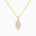 Marquise Halo Lab Diamond Pavé Bail Pendant, 14K Yellow Gold - Lucenjuri