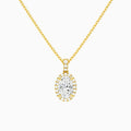 Oval Halo Lab Diamond Pavé Bail Pendant in 18K Yellow Gold - Lucenjuri