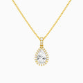 Pear Halo Lab Diamond Pavé Bail Pendant in 14K Yellow Gold - Lucenjuri