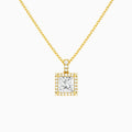 Princess Halo Lab Diamond Pavé Bail Pendant, 14K Yellow Gold - Lucenjuri