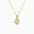 Round Halo Lab Diamond Pavé Bail Pendant in 14K Yellow Gold - Front Angle View