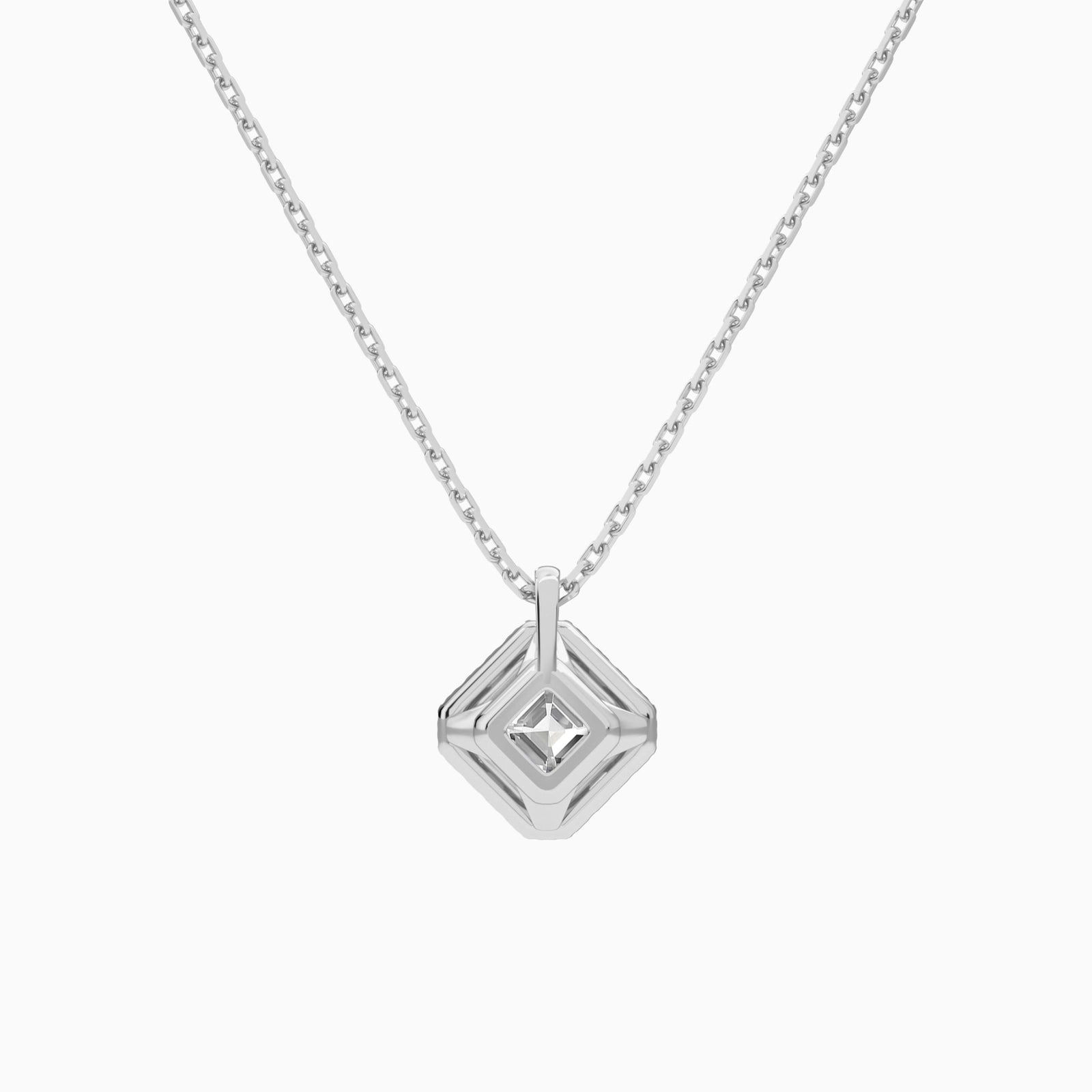 Asscher Halo Diamond Pendant Necklace