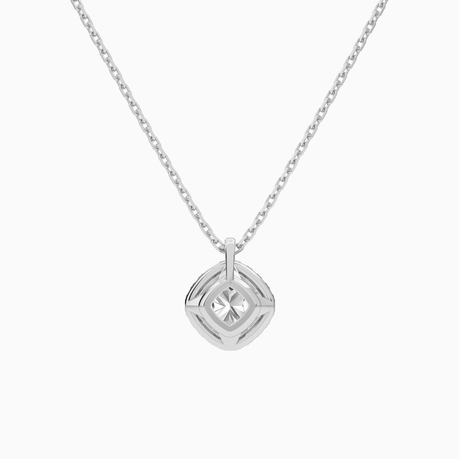 Cushion Halo Diamond Pendant Necklace