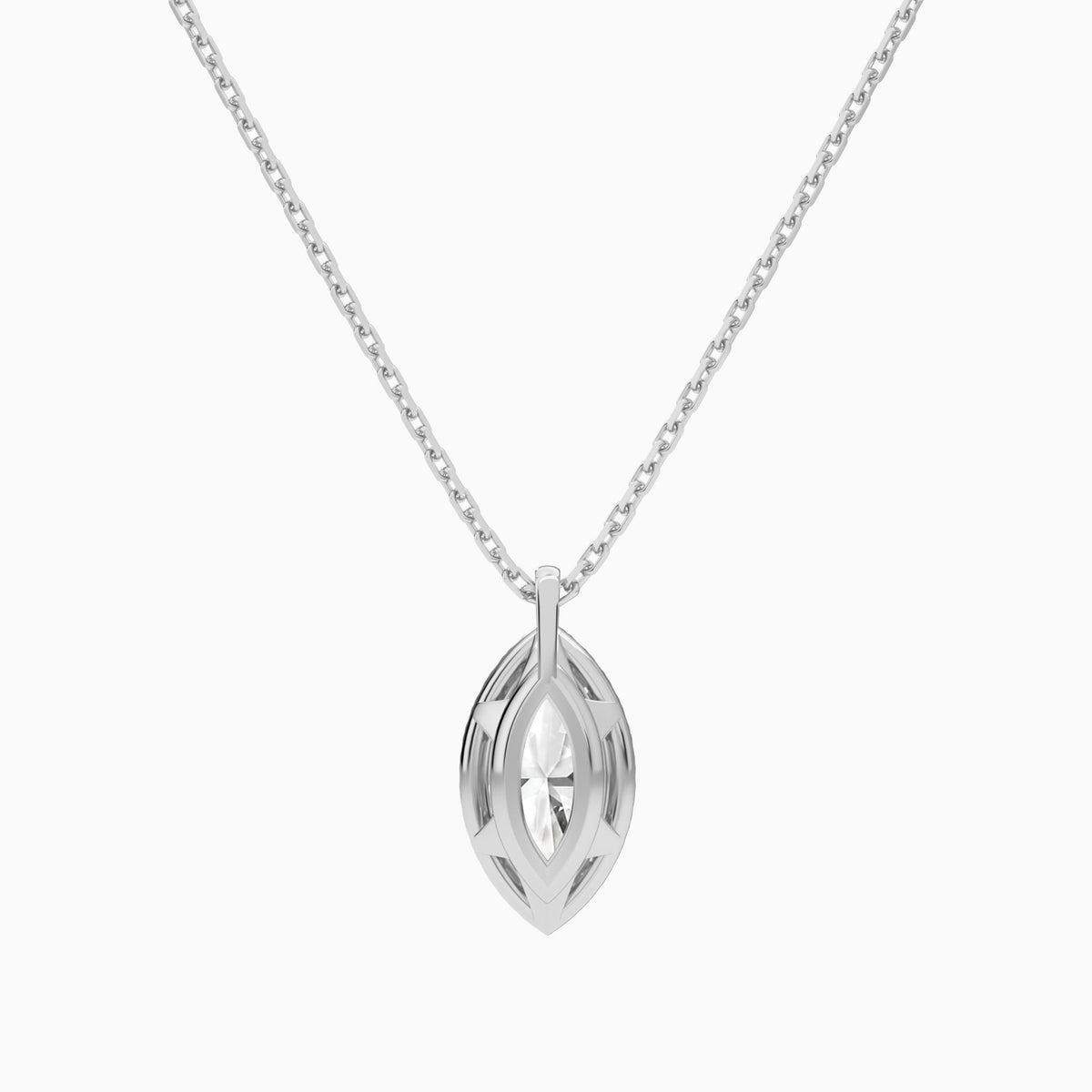 Marquise Halo Lab Grown Diamond Pendant Necklace In Platinum - Back View