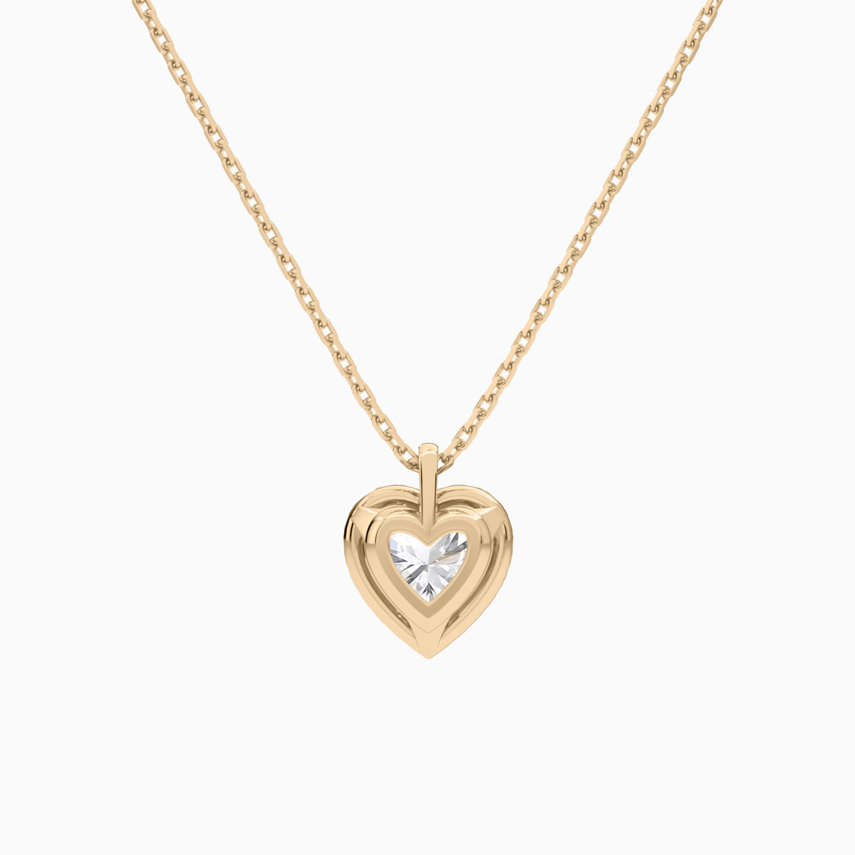 Heart Halo Lab Grown Diamond Pendant Necklace In 14K Rose Gold - Back View