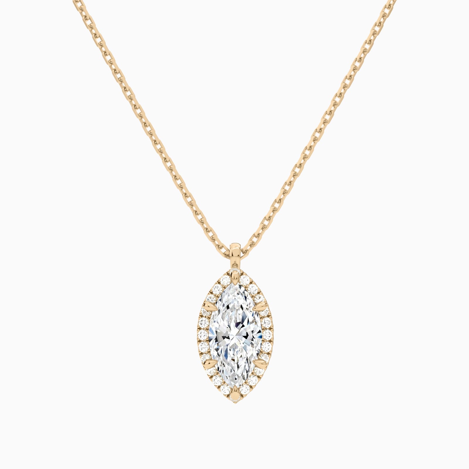 Marquise Halo Diamond Pendant Necklace