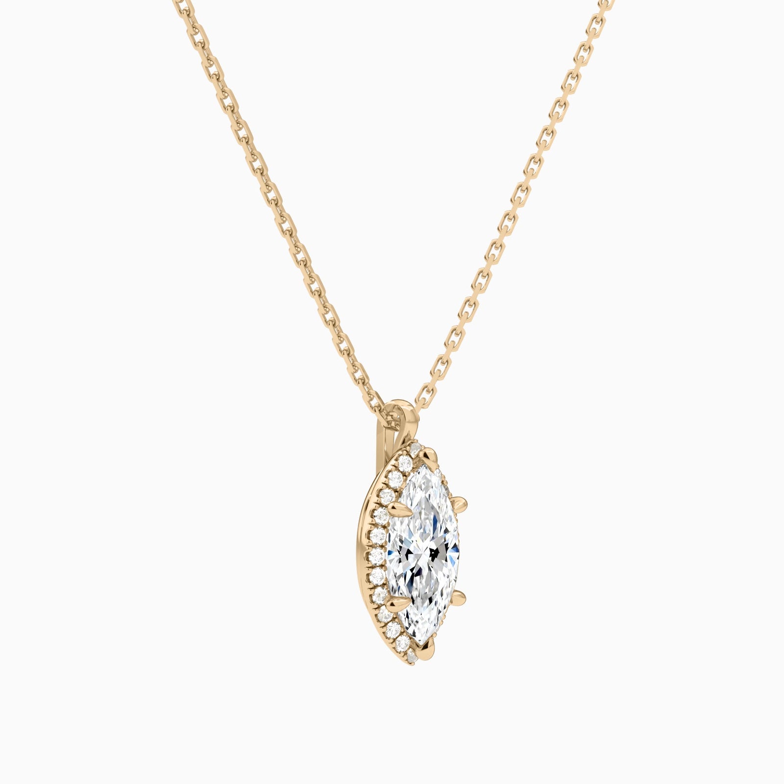 Marquise Halo Diamond Pendant Necklace