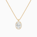 Oval Halo Diamond Pendant Necklace