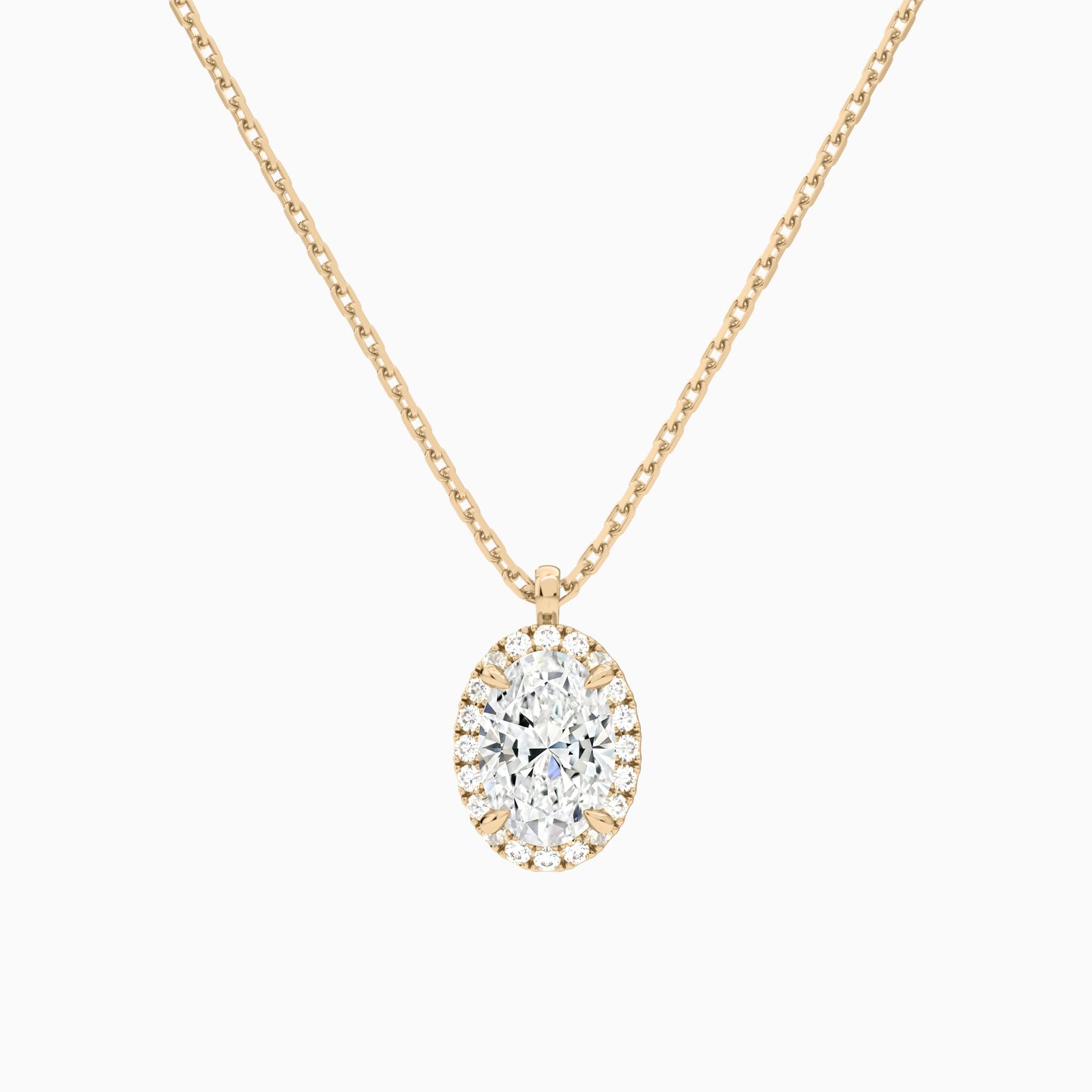 Oval Halo Diamond Pendant Necklace