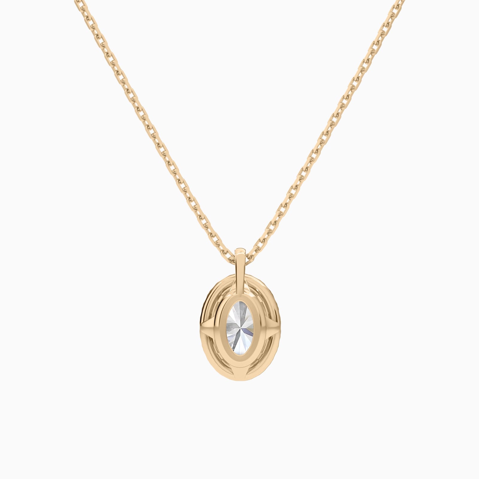 Oval Halo Diamond Pendant Necklace