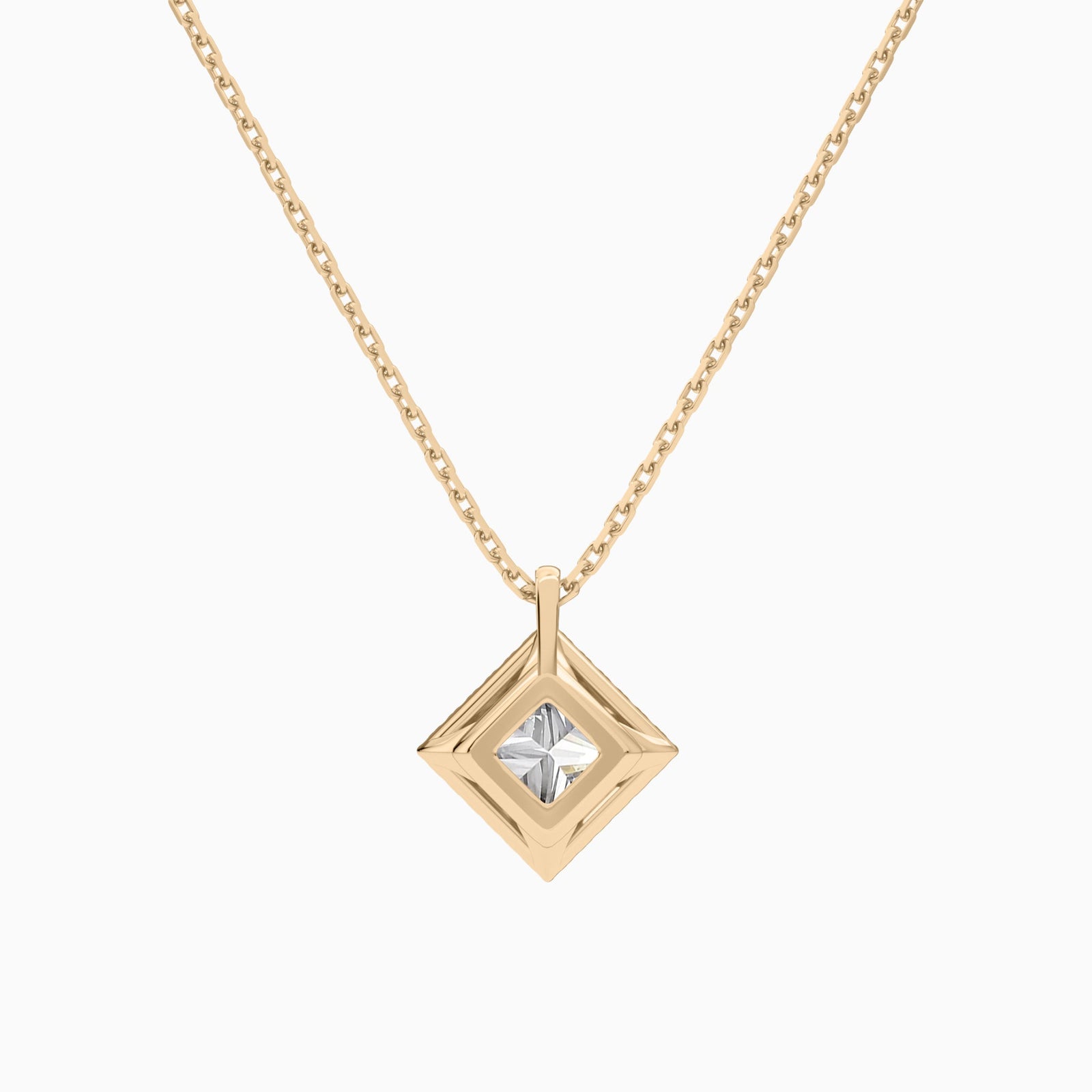 Princess Halo Diamond Pendant Necklace