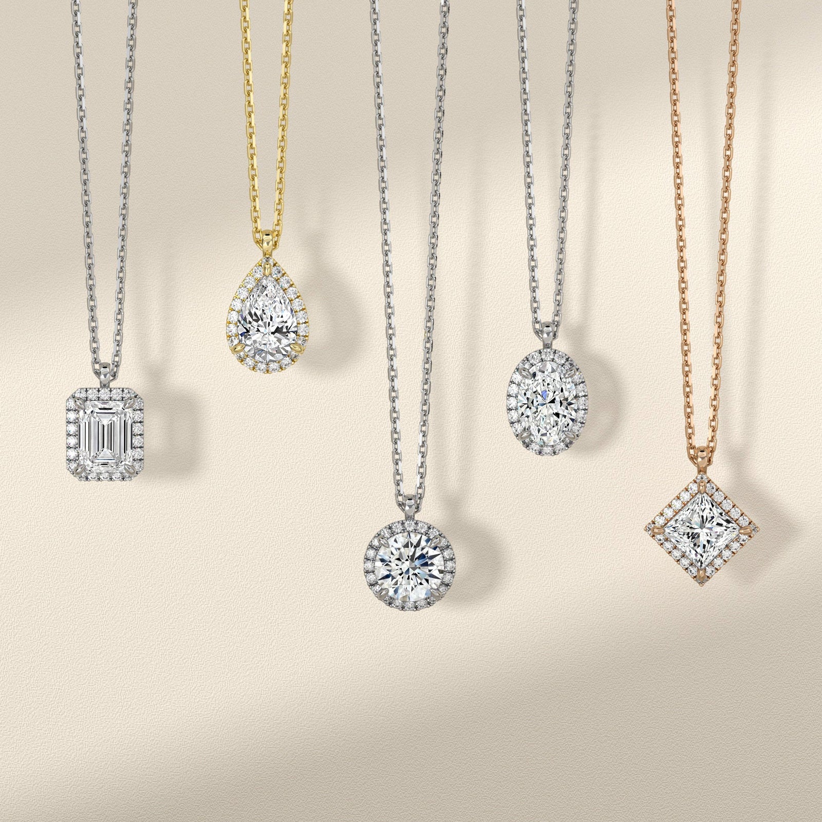 Asscher Halo Diamond Pendant Necklace