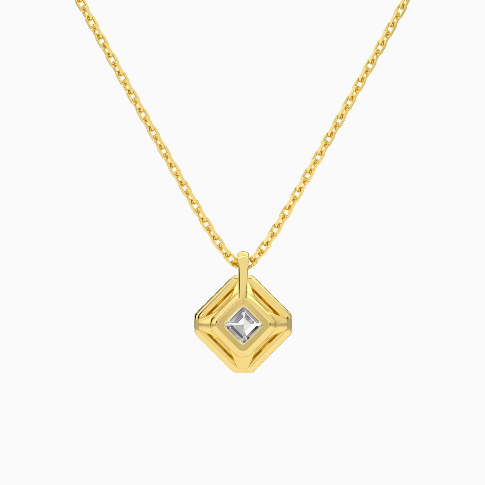 Asscher Halo Diamond Pendant Necklace