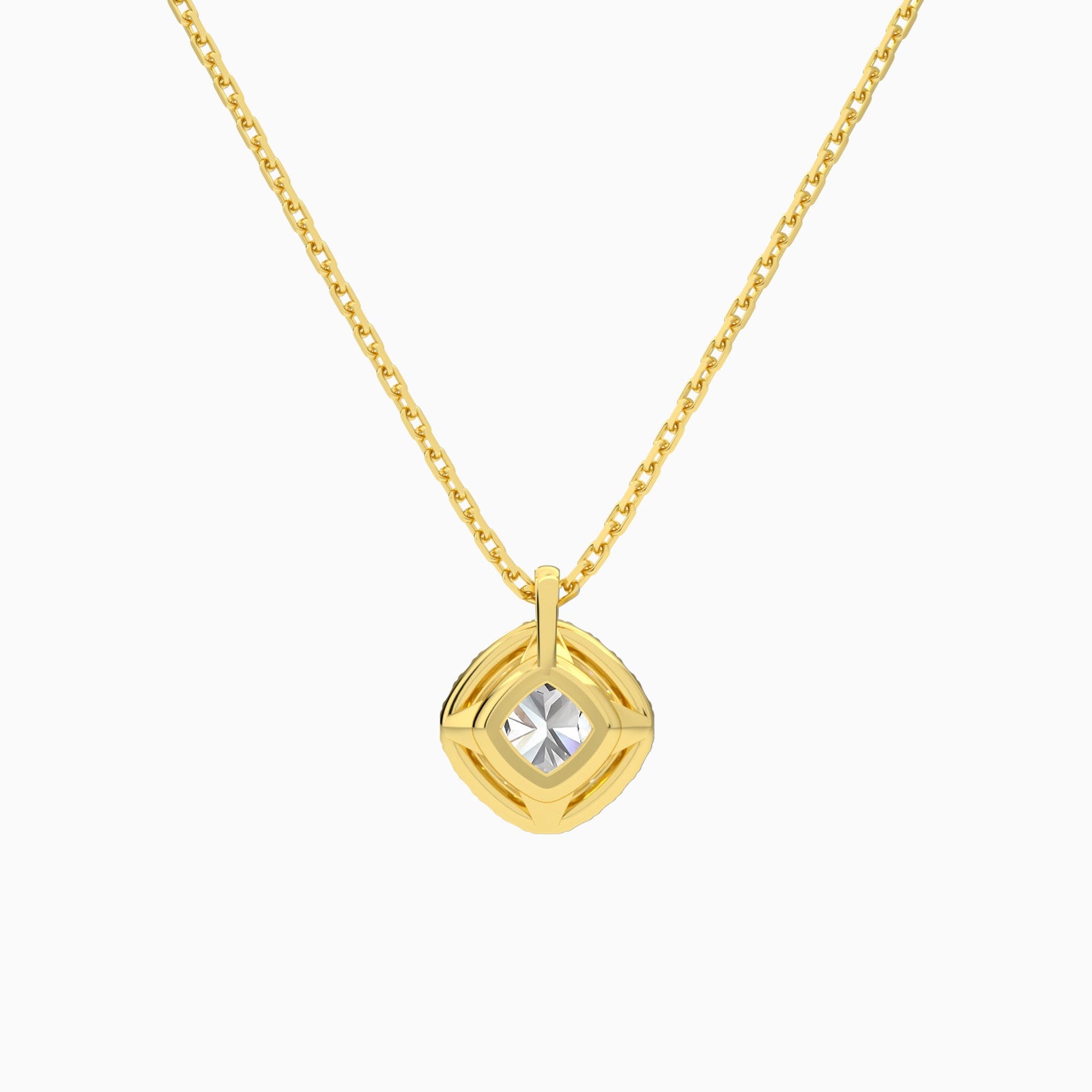 Cushion Halo Diamond Pendant Necklace