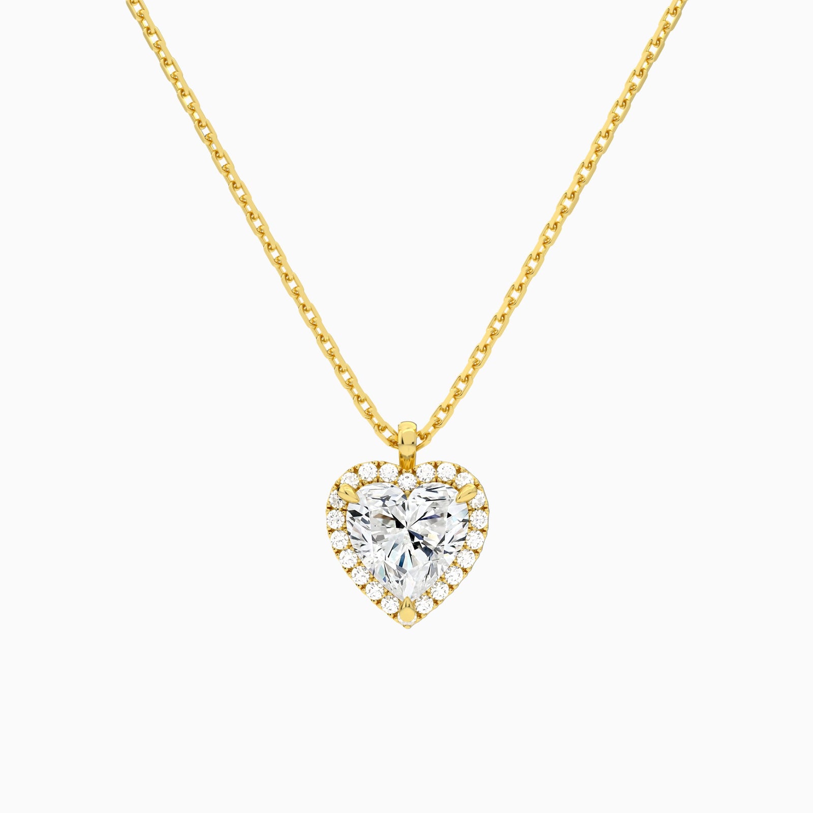 Heart Halo Diamond Pendant Necklace