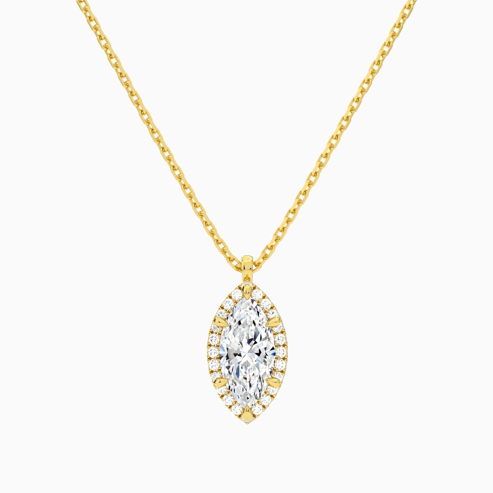 Marquise Halo Diamond Pendant Necklace