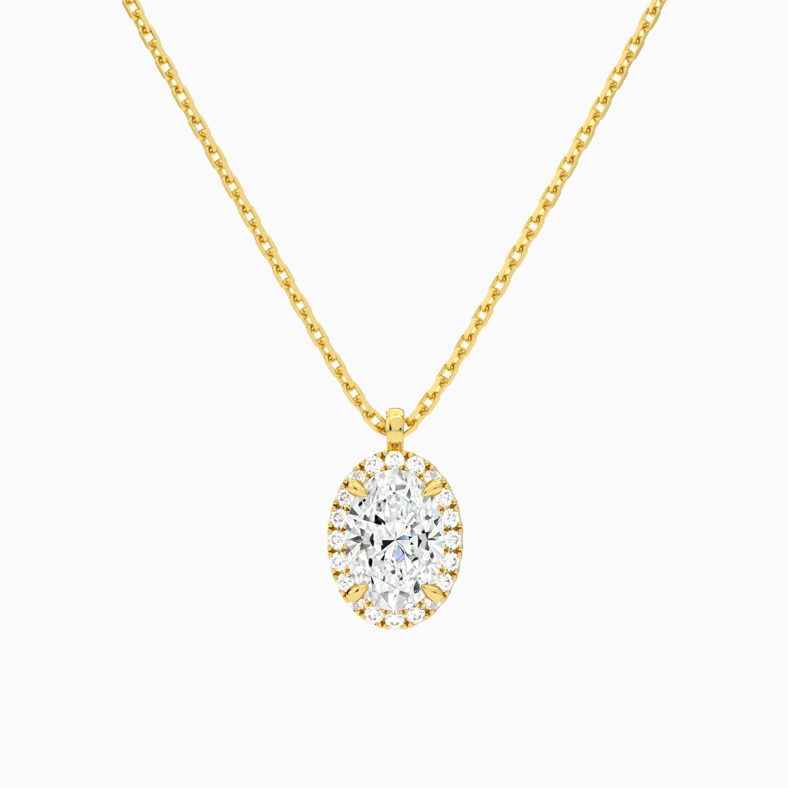 Oval Halo Diamond Pendant Necklace