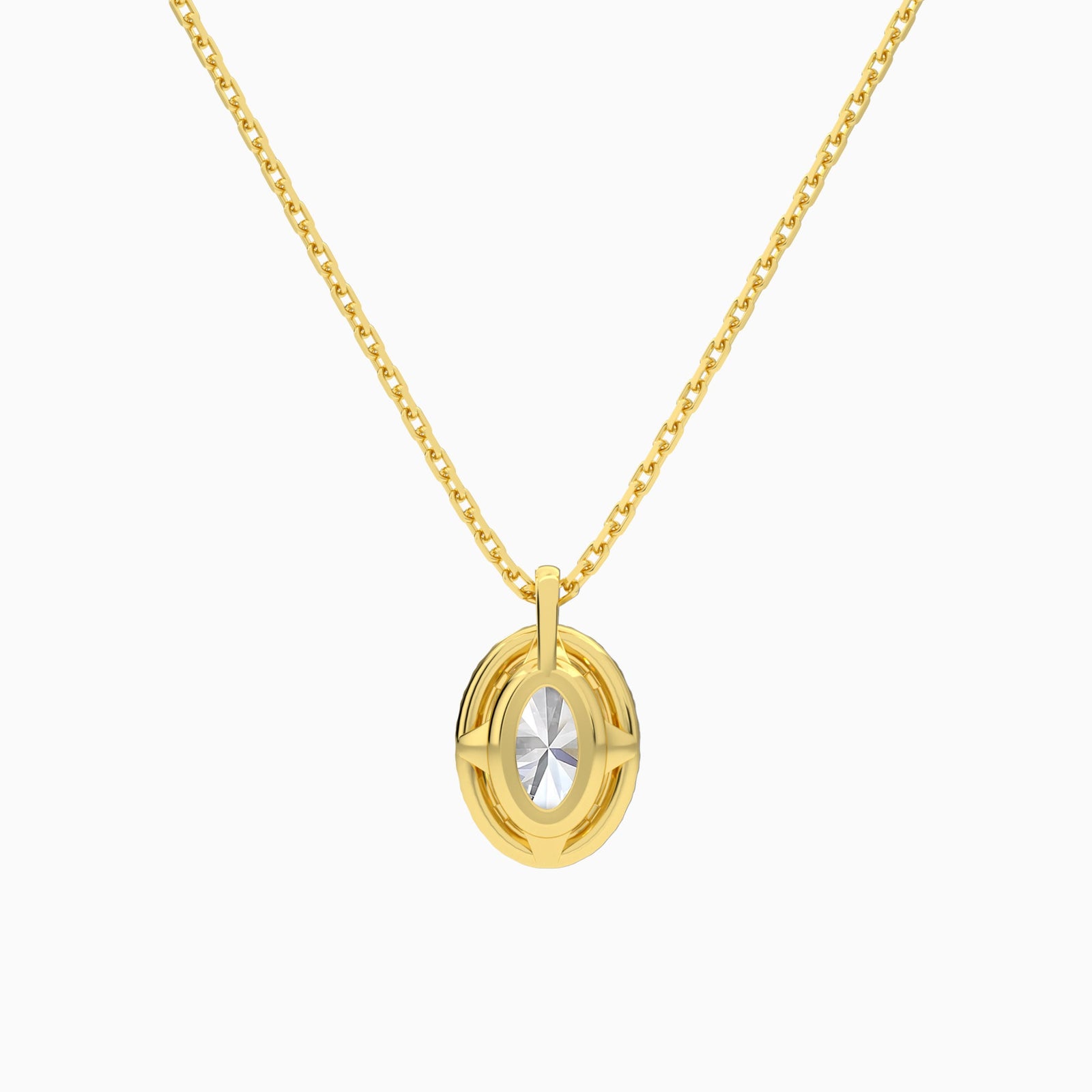 Oval Halo Diamond Pendant Necklace