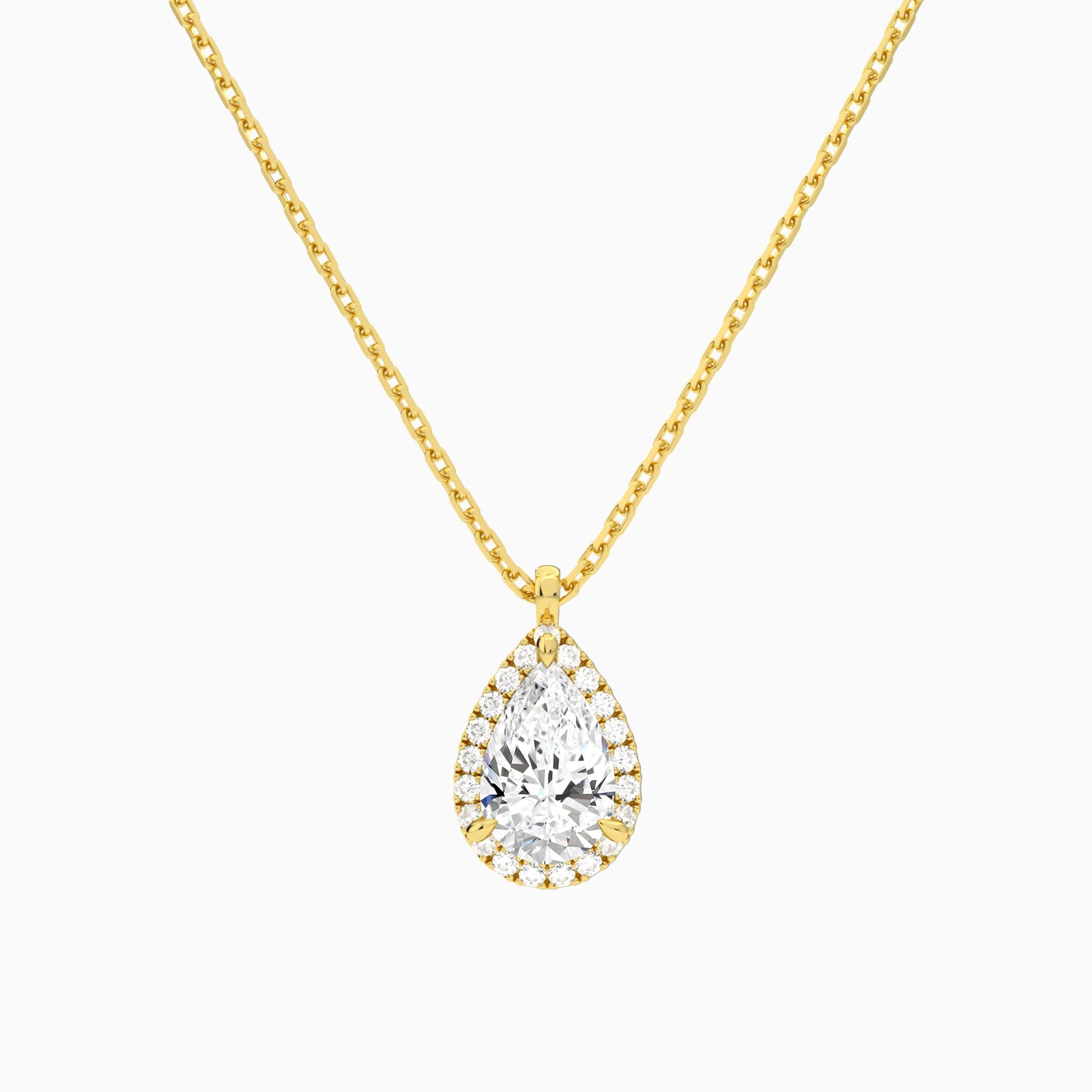 Pear Halo Diamond Pendant Necklace