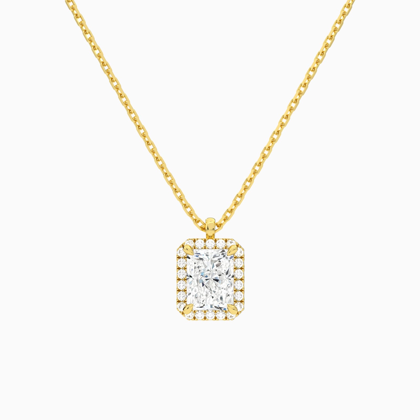 Radiant Halo Diamond Pendant Necklace