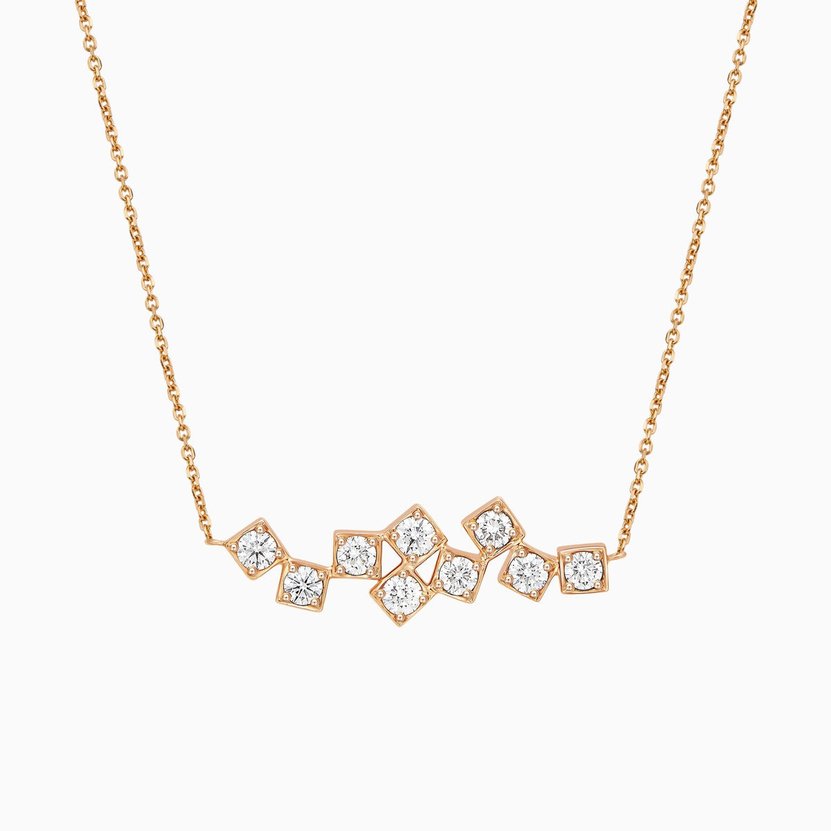 Ensemble Brilliant Round Link Diamond Necklace in 14K Rose Gold