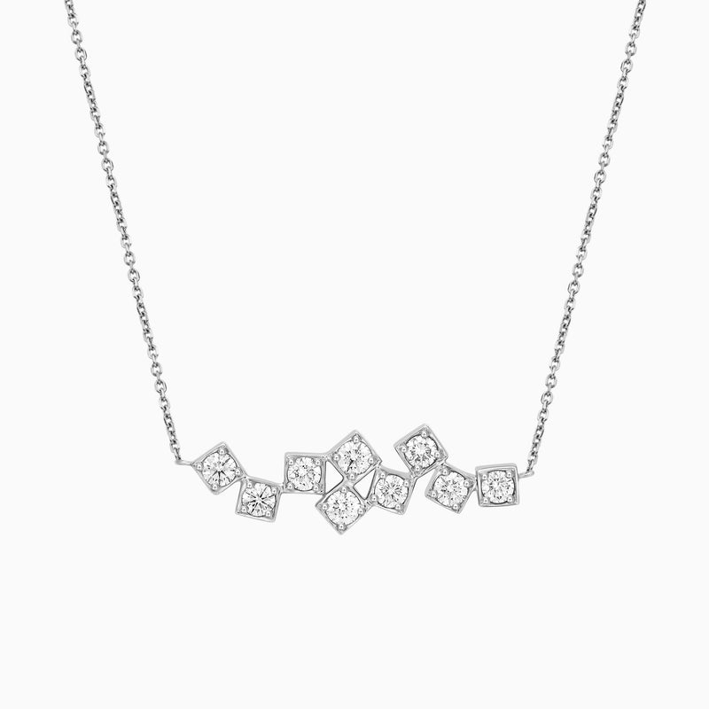 Ensemble Brilliant Round Link Lab Grown Diamond Necklace In 18K White Gold - Lucenjuri