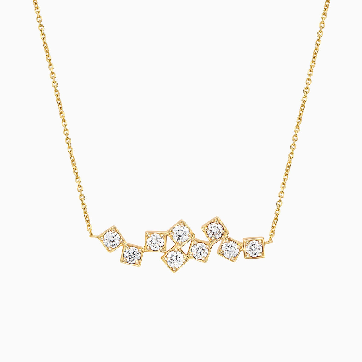 Ensemble Brilliant Round Link Lab Grown Diamond Necklace In 14K Yellow Gold - Lucenjuri