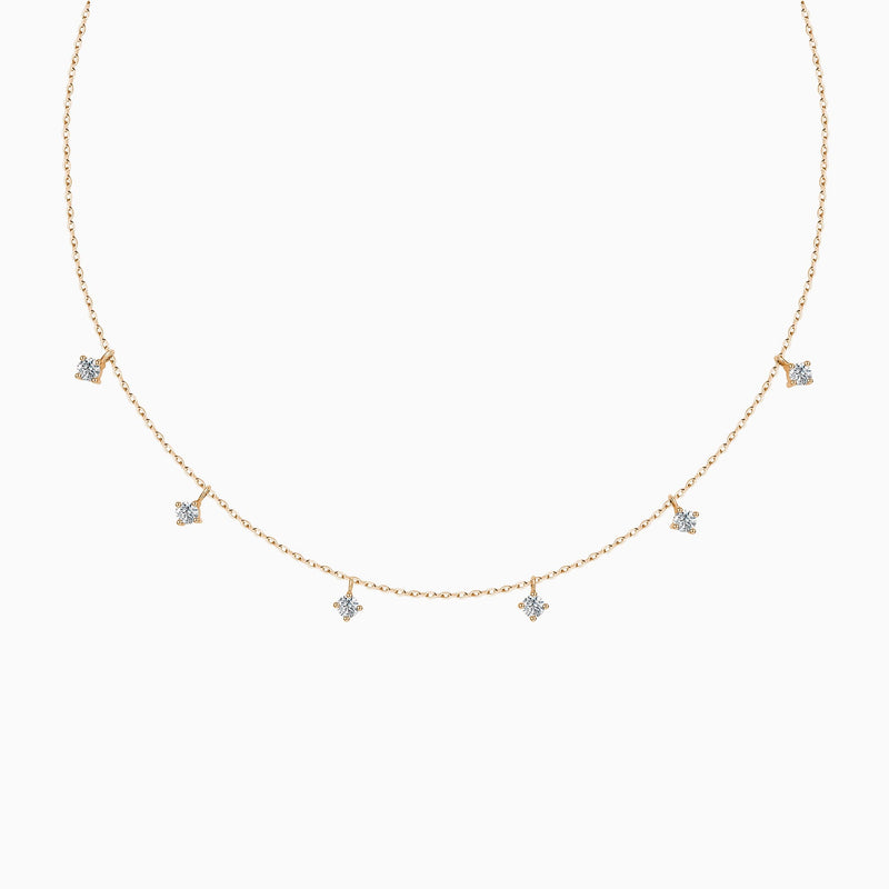 Starry Charm Lab Grown Diamond Dainty Necklace In 14K Rose Gold - Lucenjuri