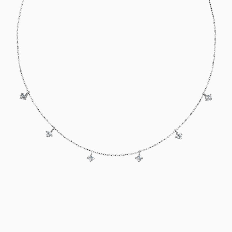 Starry Charm Lab Grown Diamond Dainty Necklace In 14K White Gold - Lucenjuri
