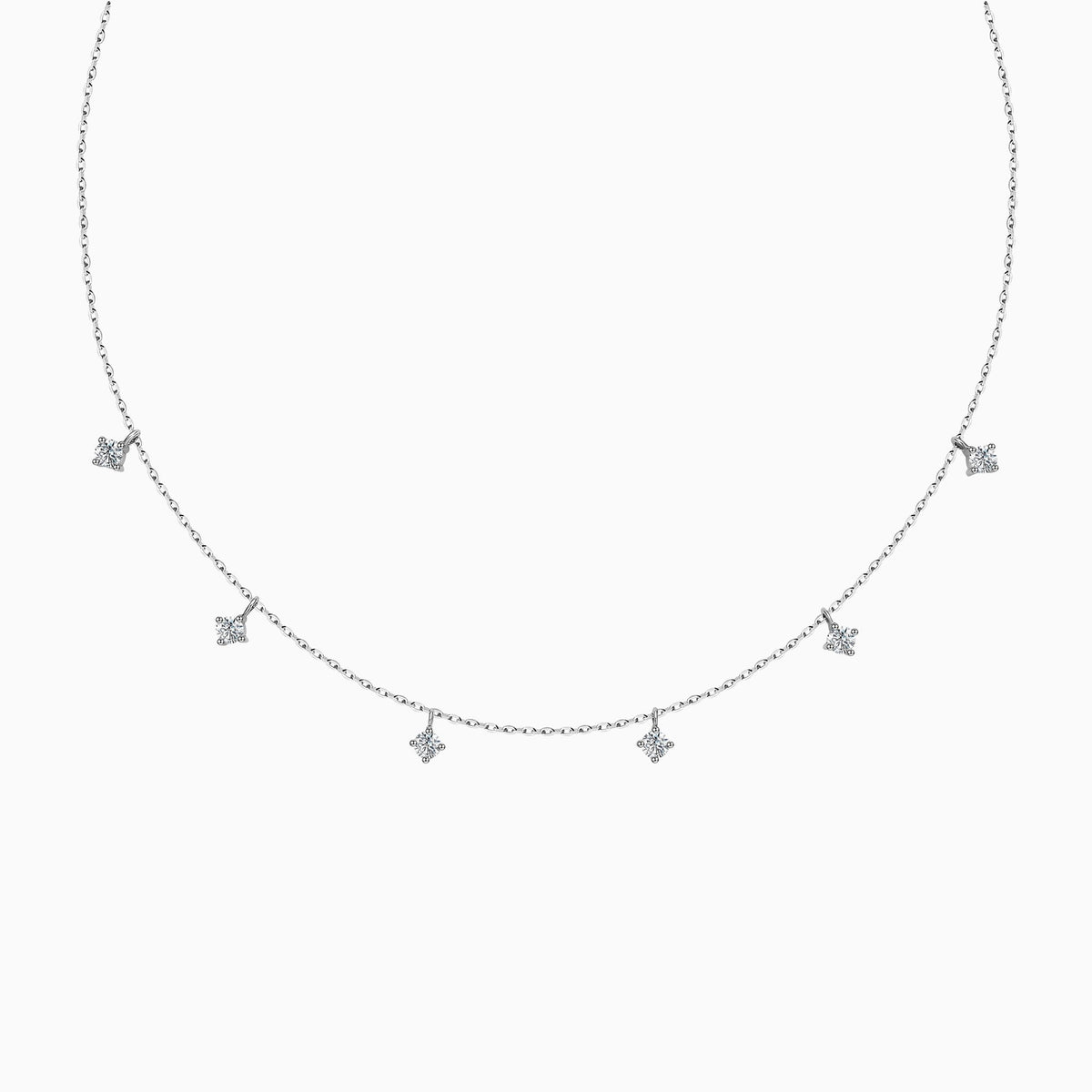 Starry Charm Lab Grown Diamond Dainty Necklace In 18K White Gold - Lucenjuri