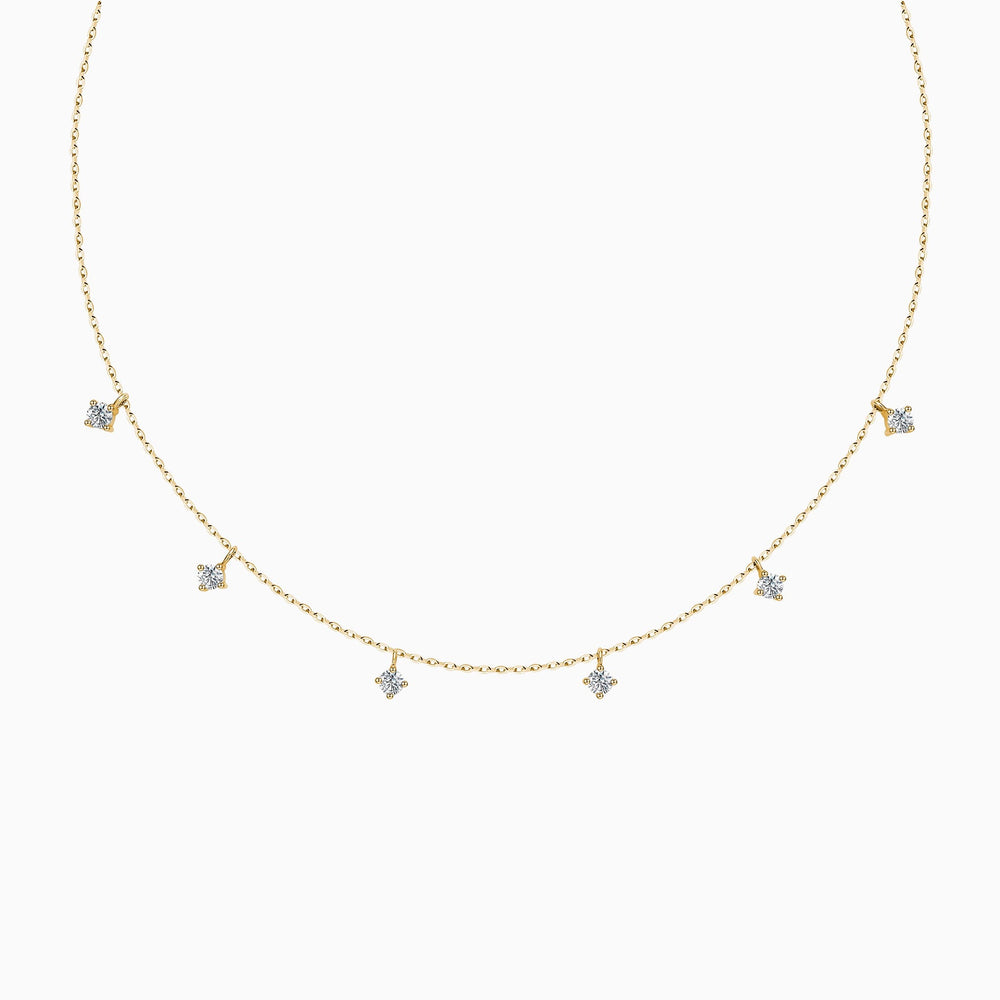 Starry Charm Lab Grown Diamond Dainty Necklace In 14K Yellow Gold - Lucenjuri