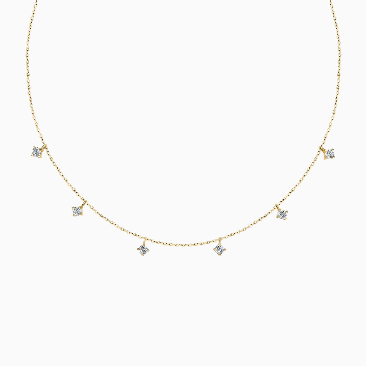 Starry Charm Lab Grown Diamond Dainty Necklace In 14K Yellow Gold - Lucenjuri
