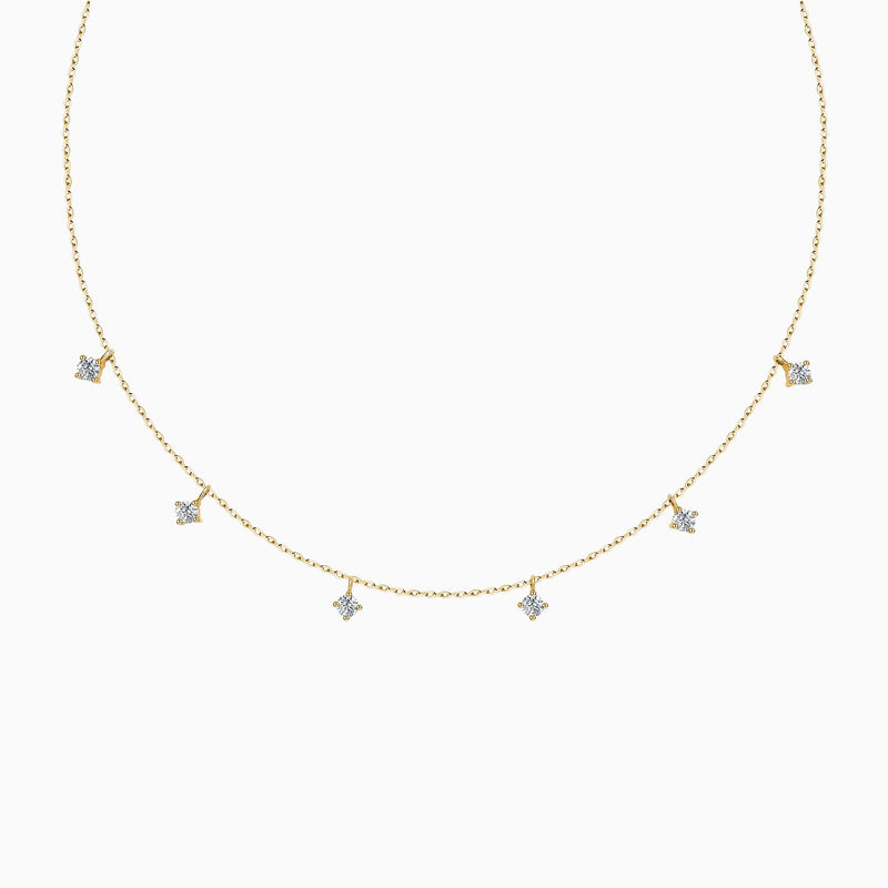 Starry Charm Lab Grown Diamond Dainty Necklace In 18K Yellow Gold - Lucenjuri