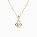 Lab Grown Diamond Cushion Accented Twist Pendant Necklace In 14K Rose Gold - Lucenjuri