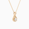 Lab Grown Diamond Cushion Accented Twist Pendant Necklace In 14K Rose Gold - Front Angle View