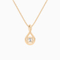 Lab Grown Diamond Cushion Accented Twist Pendant Necklace In 14K Rose Gold - Back View